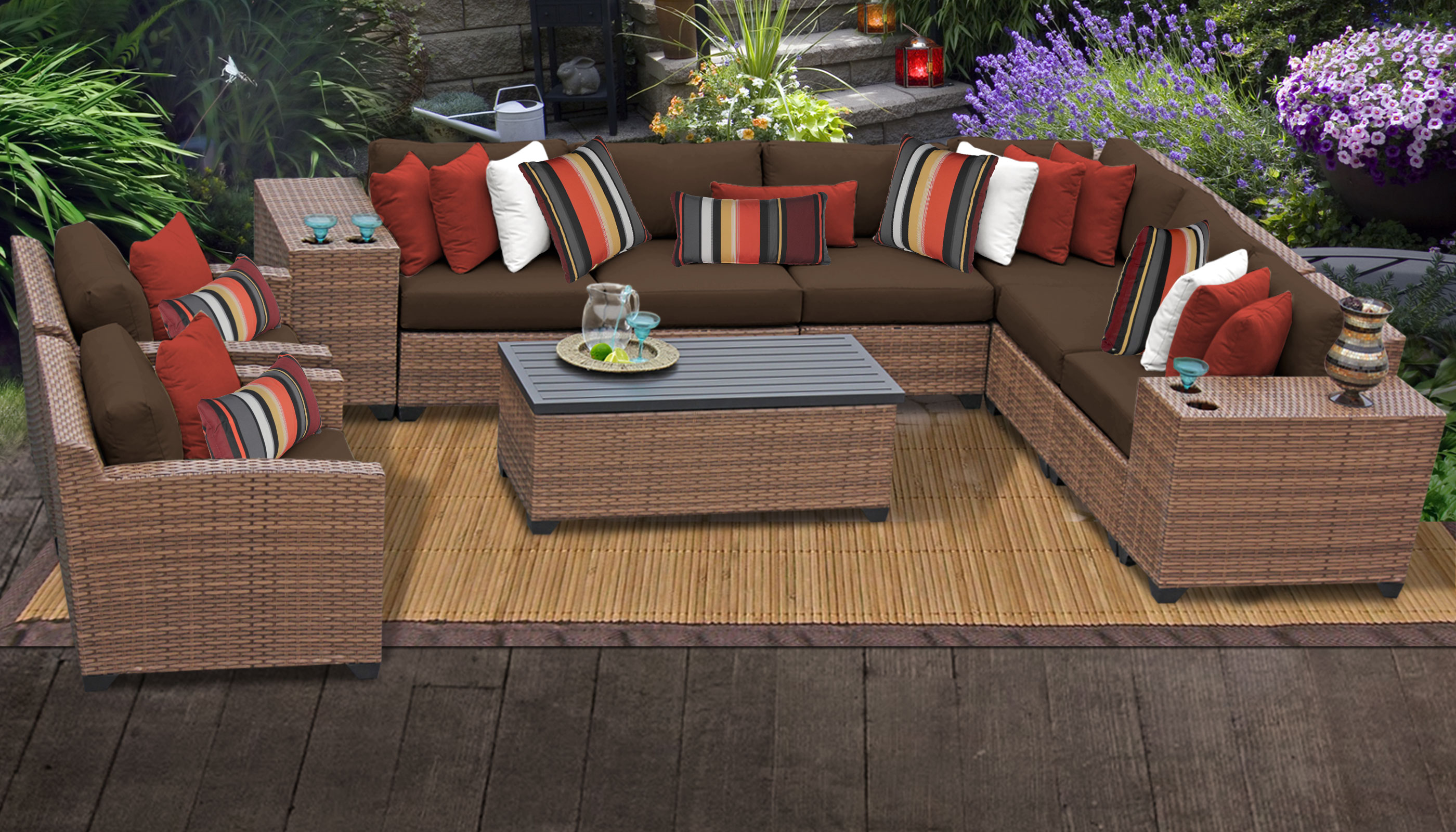Laguna 11 Piece Outdoor Wicker Patio Furniture Set 11d