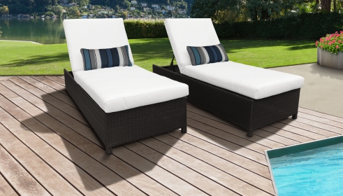 Belle Wheeled Chaise Set of 2 Outdoor Wicker Patio Furniture - TK Classics