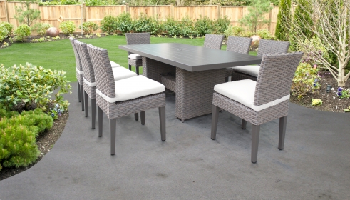 Florence Rectangular Outdoor Patio Dining Table with 8 Armless Chairs - TK Classics