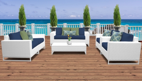 Miami 7 Piece Outdoor Wicker Patio Furniture Set 07c - TK Classics