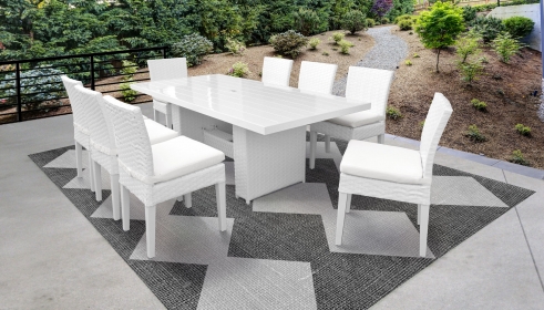 Monaco Rectangular Outdoor Patio Dining Table with 8 Armless Chairs - TK Classics