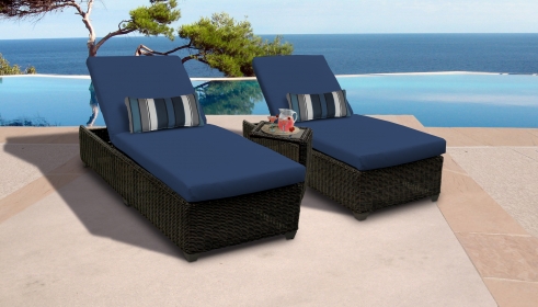 Venice Chaise Set of 2 Outdoor Wicker Patio Furniture With Side Table - TK Classics