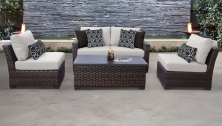 kathy ireland River Brook 5 Piece Outdoor Wicker Patio Furniture Set 05d - TK Classics