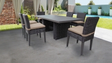 Venice Rectangular Outdoor Patio Dining Table with 6 Armless Chairs - TK Classics